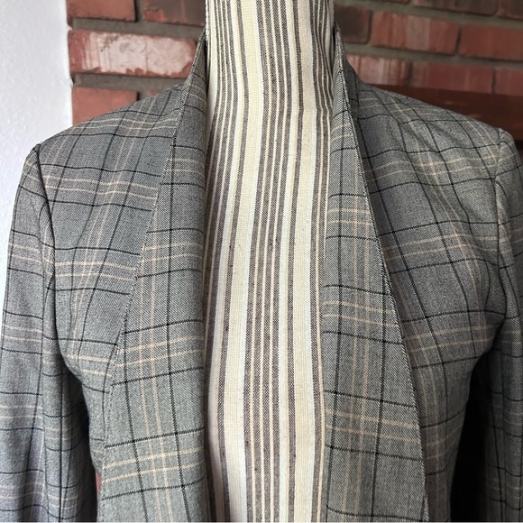 Aritzia Babaton Power Open Front Blazer Glen Plaid in Gray Sz 4 - Picture 4 of 11